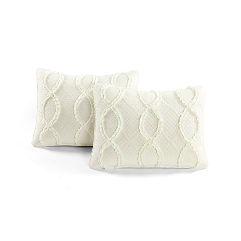 Ivory Full/Queen Microfiber Textured Quilt Set