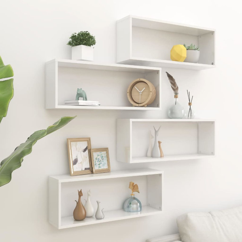 Glendi 4 Piece Cube Shelf, 23cm H x 60cm W x 15cm D, Gray