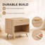 Bedside Table with 1 Drawer and Open Shelf, Natural Wood Finish, Ribbed Front, Gold Metal Legs, 50x40x47cm