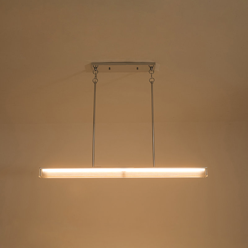 Modern Rectangular Bar Ribbed Glass Dimmable LED Pendant