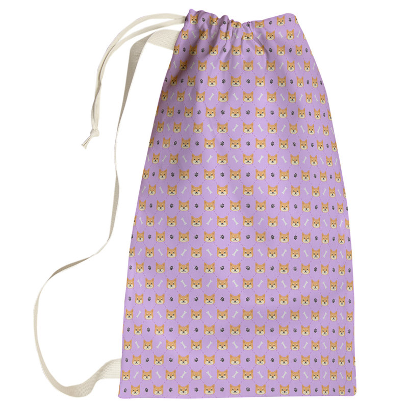 Sac à linge Shiba Inu, Grand (H 76,5 po x l 29,5 po x P 1,5 po), Lavande