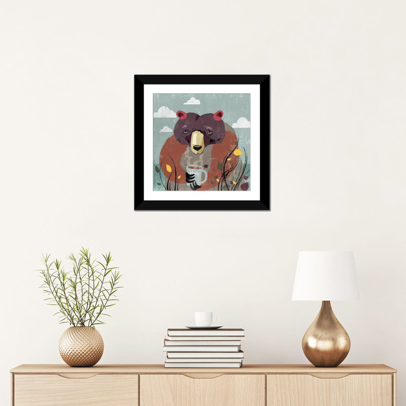 « miel ours », impression sur toile, Papier d'art encadré noir, Blanc, H 24 po x l 24 po x P 1 po