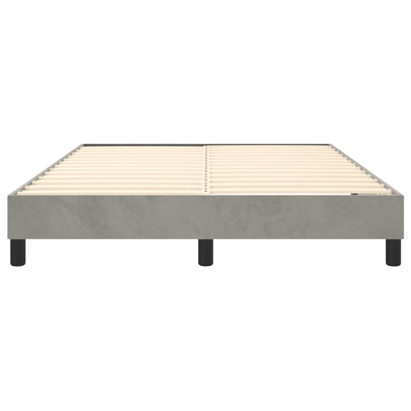 Box Spring Bed Frame Light Grey Queen Velvet , Light Gray, Queen