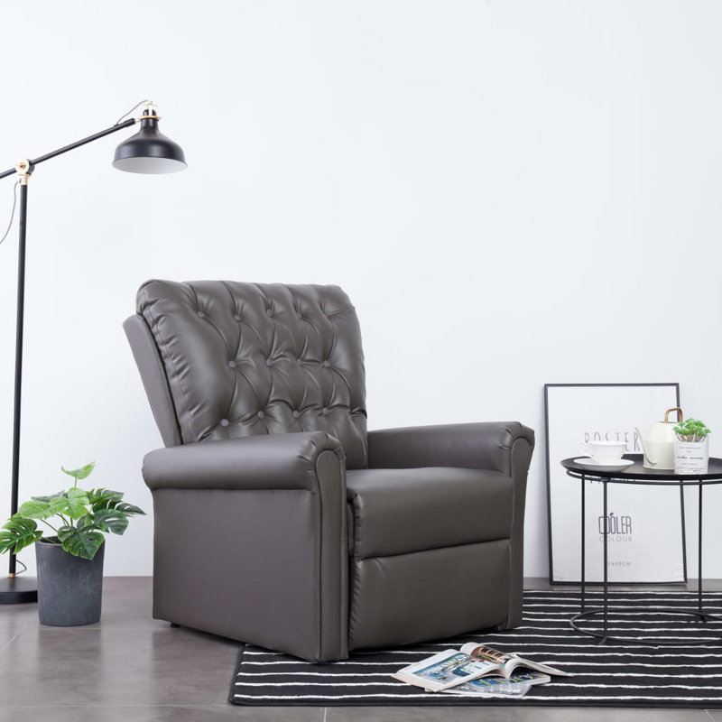 Reclining Chair, Gray Faux Leather