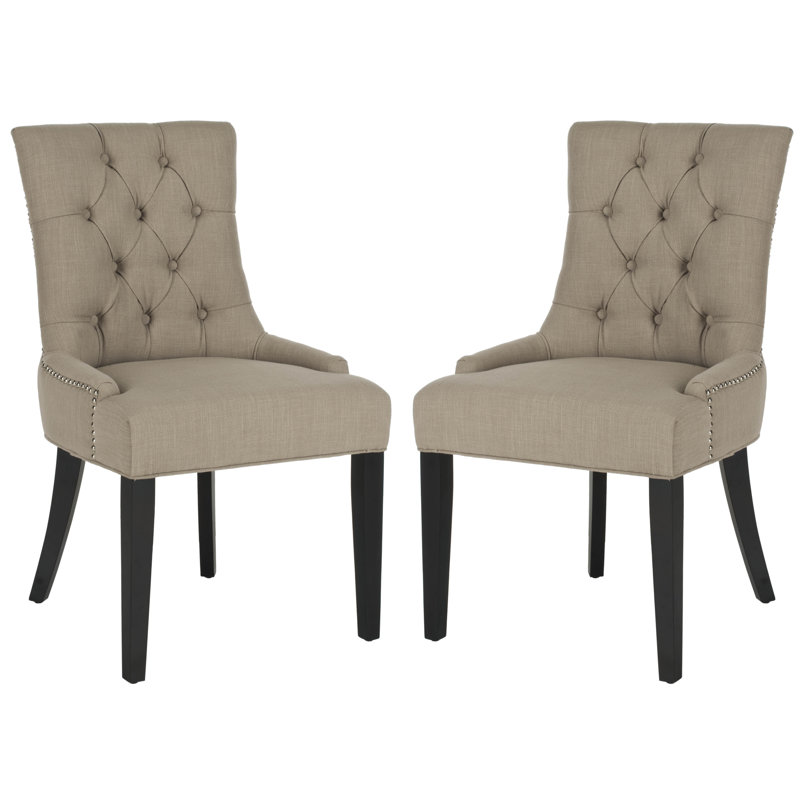 Baumgarten 49.53cm H Tufted Upholstered Parsons Chair, Taupe, Espresso