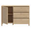 Skandi Style Chest of Drawers, 3 Drawers, 1 Door, Woven Front, Versatile Use, Engineered Wood, Light Oak Decor, 116.3 cm W x 82.5 cm H x 42 cm D