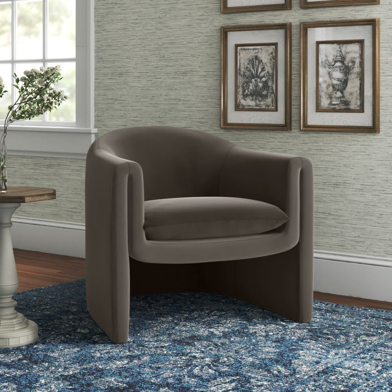 Fauteuil demi-tonneau 32,87 po Pollman, Velours gris foncé