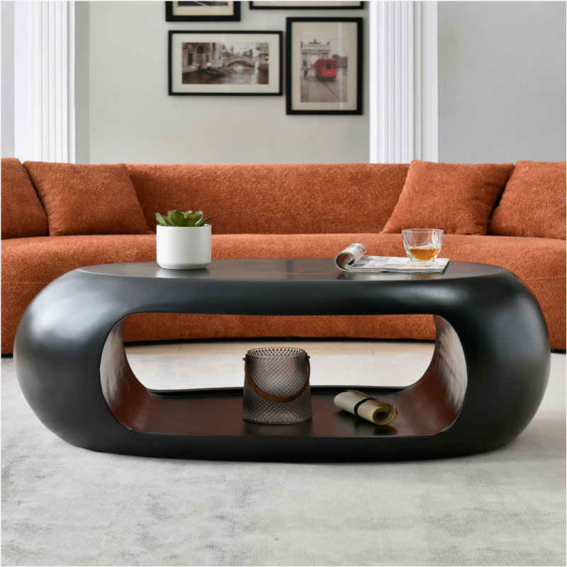 Table basse simple en verre Carlheinz, Noir, noir, noir, noir, H 18,11 po x L 25,19 po x l 48,42 po