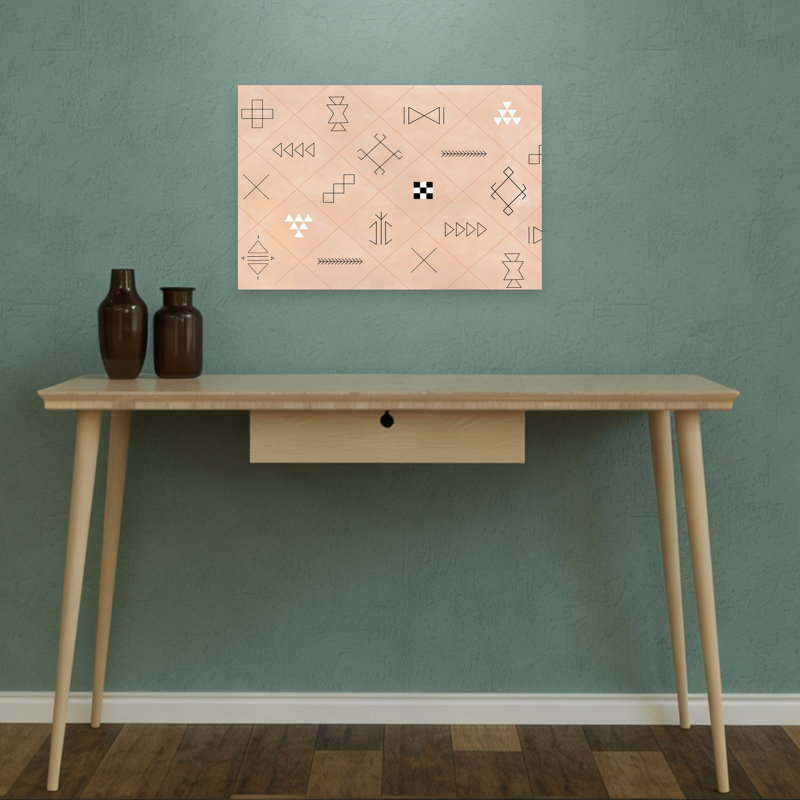 Geometric Tribal Symbols Abstract Geometric Minimalist Wall Art Print 1 Piece Wrapped Canvas Wall Art, 30.48cm H x 45.72cm W