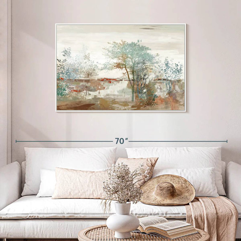 Automne silencieux, Cadre flottant blanc, 43 po x 29 po