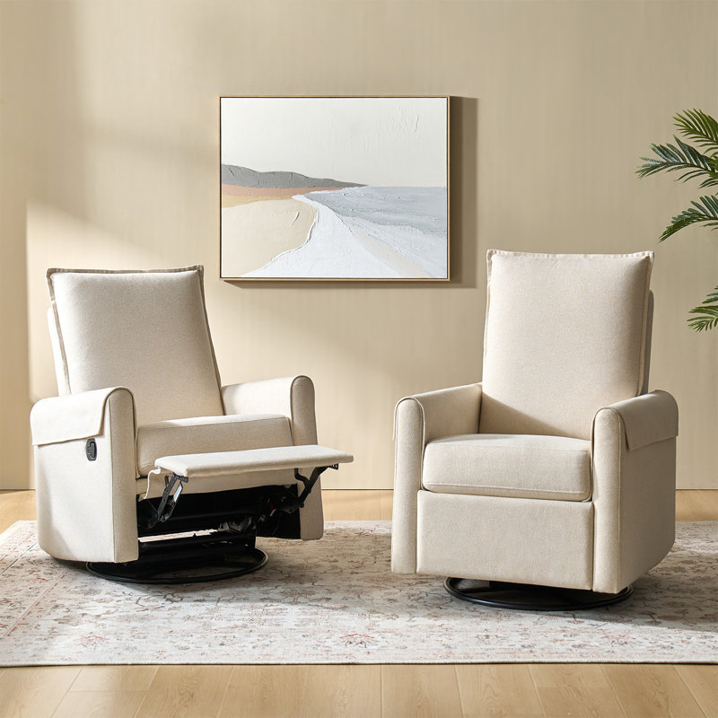 Fauteuil inclinable manuel pivotant 29,5 po avec housse lavable Keech (ensemble de 2), Lin lin