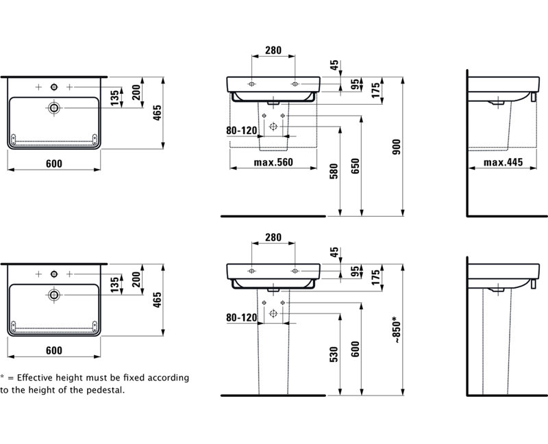 Laufen PRO S 23.62'' L Bathroom Sink, No Hole
