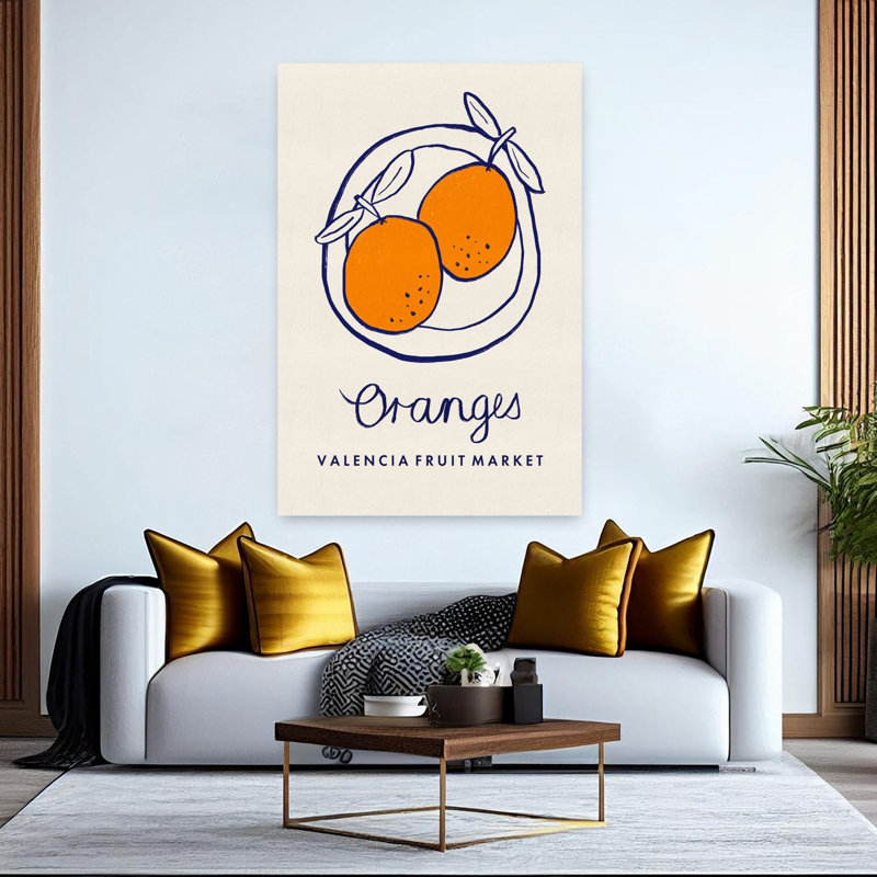«Valencia Market Oranges Organic Retro Rustic Fruit Summer», art mural, H 60 po x l 40 po