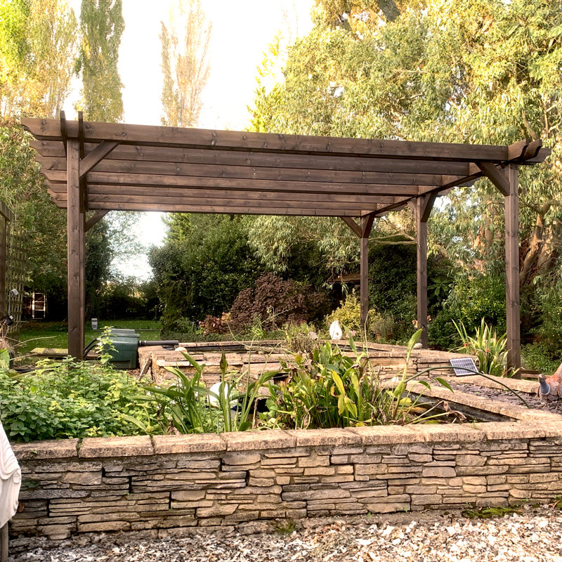 Baukea Solid Wood Pergola, Rustic Brown, 13.78 ft x 5.91 ft