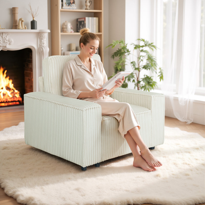 Fauteuil d'appoint Langsa, Tissu beige