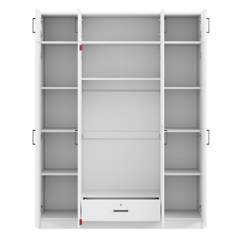 Armoire 4 portes avec 1 tiroir et armoire supérieure, Blanc