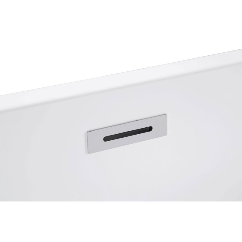 43"  Acrylic Freestanding Bathtub ,Spacious Rectangle Shape, Gloss White Finish, Chrome Overflow & Pop-Up Drain Cupc Certificate