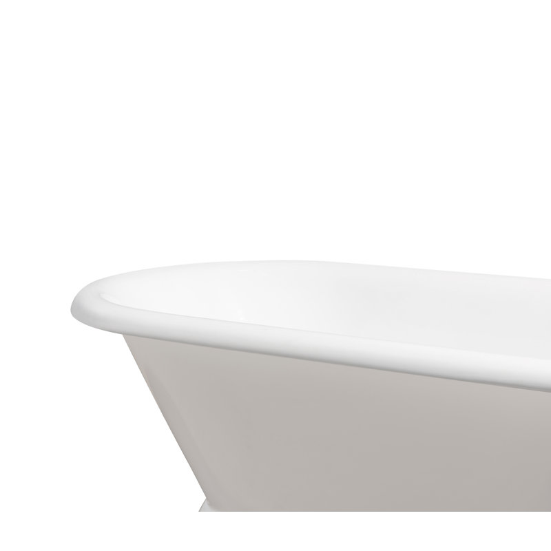 Baignoire de trempage autoportante 66 "avec plateau en bambou 66" Streamline, Chrome poli