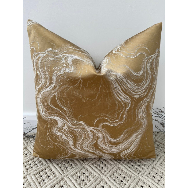 Abstract Navy Square Throw Pillow Cover, Gold