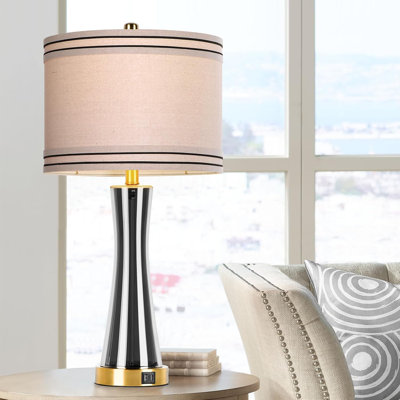 27.4''Table Lamps For Living Room Set Of 2,3-Way Dimmable Modern Glass Bedside Lamps With USB Ports,Tall Lamps For Night Stands,Touch End Table Lamps For Bedroom Desk Lamps For Home Office(Blue)