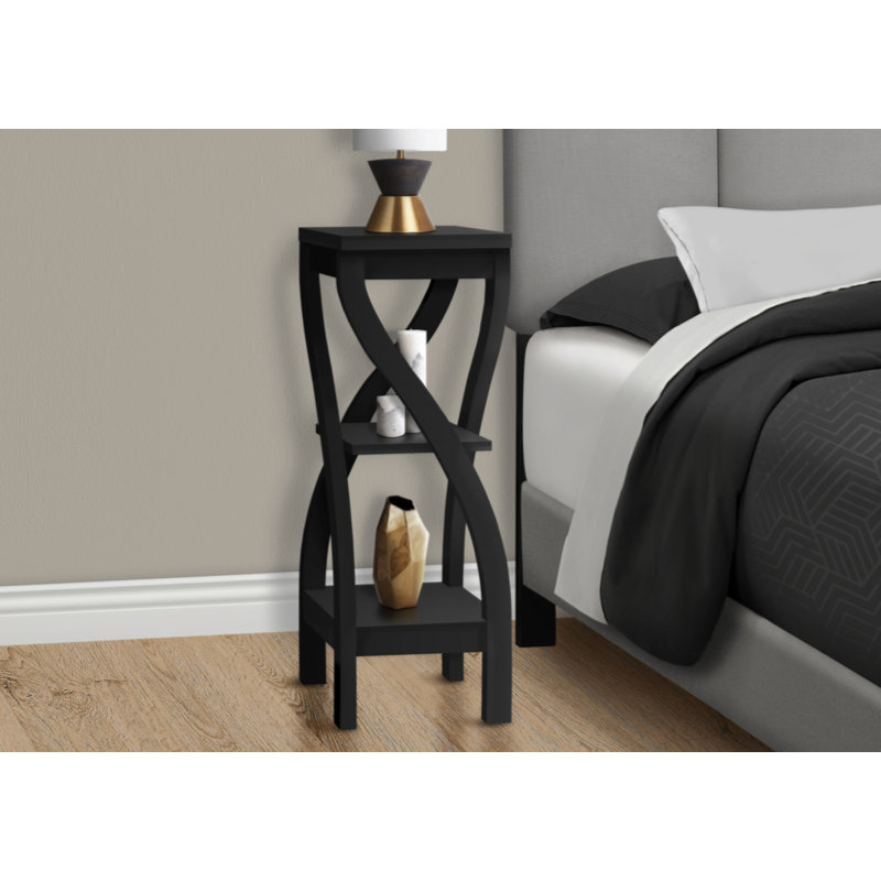 Accent Table Living Room End Table Square Side Table Wood End Table Plant Stand Corner Side Table, Black