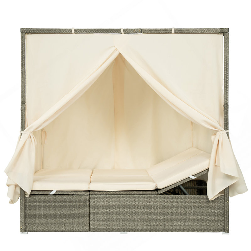 Lit de soleil ajustable avec rideau, grand confort, avec 3 couleurs , Beige