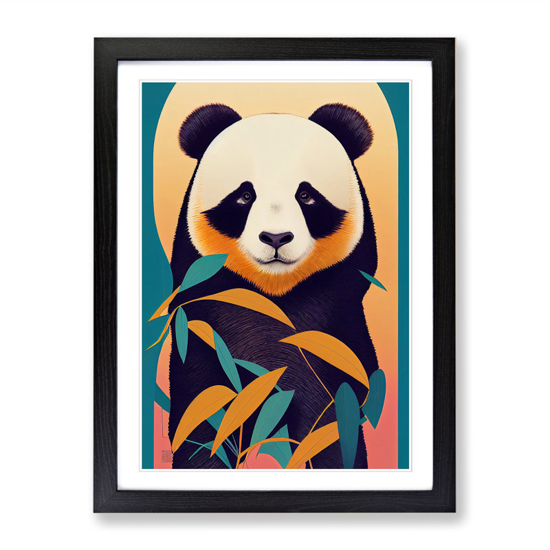 Panda Art - Single Picture Frame Print, Black, 64cm H x 46cm W x 2cm D