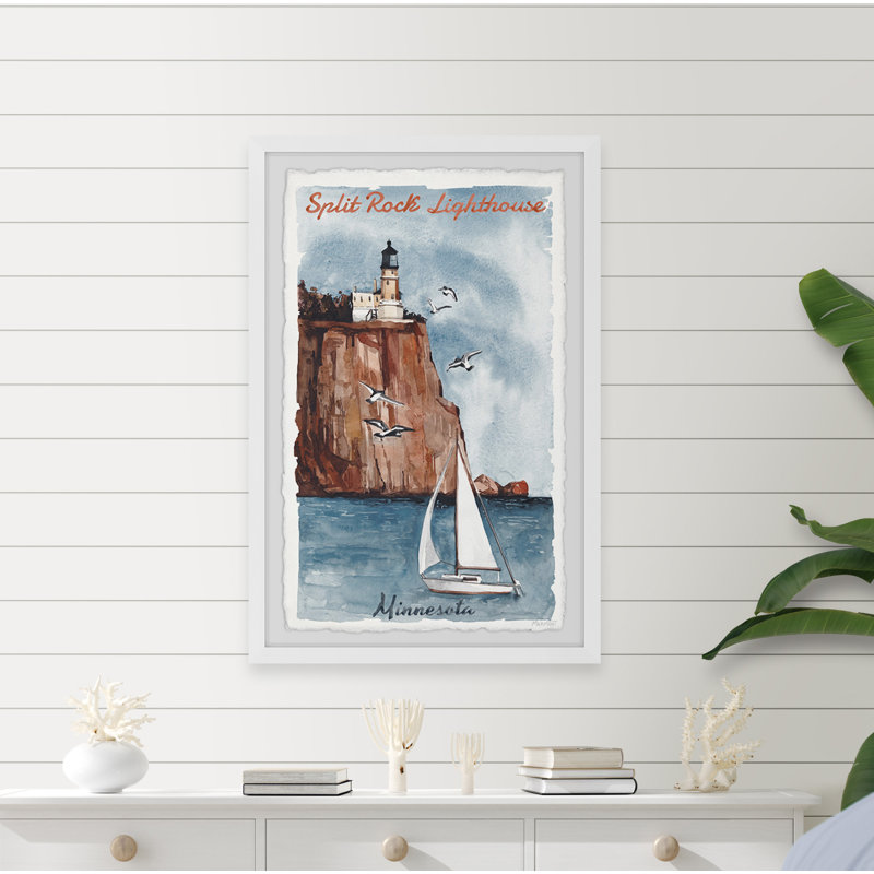 Peinture du phare de Split Rock, H 18 po x l 12 po x P 1,5 po
