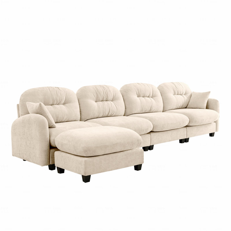 Canapé modulaire Basic, canapé modulaire en L avec repose-pieds, tissu chenille doux, design ergonomique, dossier capitonné