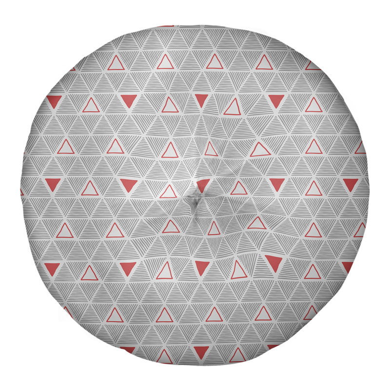 Coussin de sol classique à motif de triangles dessinés à la main, 30 po x 30 po, Accent rouge
