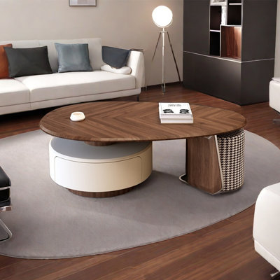 Minimalist walnut grain coffee table living room