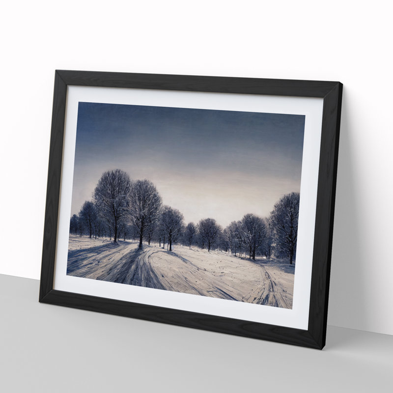 XH1022-10190X Winter Forest Landscape Vol.6 - Single Picture Frame Print, 46cm H x 64cm W x 2cm D, Black