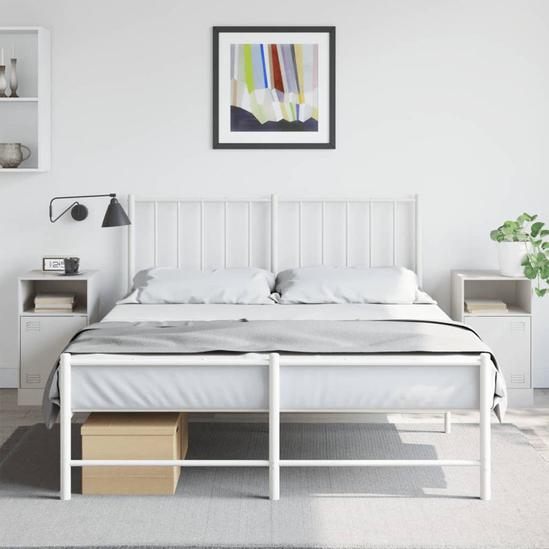 Lars 34.5cm W Steel Bedside Table, White