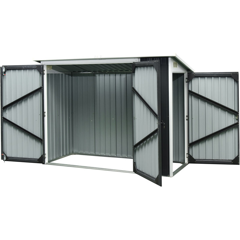 Dark Gray Galvanized Steel 6' x 8' Outdoor Storage Shed
