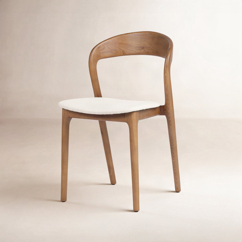 Chaise en cuir Kayla,  Mélange de polyester crème Alcala / brun