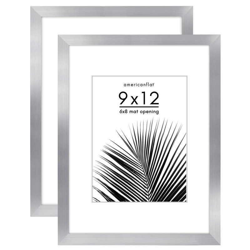 Cadre photo Americanflat - ensemble de 2 - cadre avec passe-partout - plexiglas poli, Argent argent