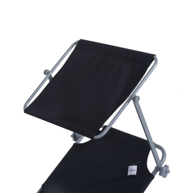 Chaise longue d'extérieur, chaise longue pliante réglable, Noir
