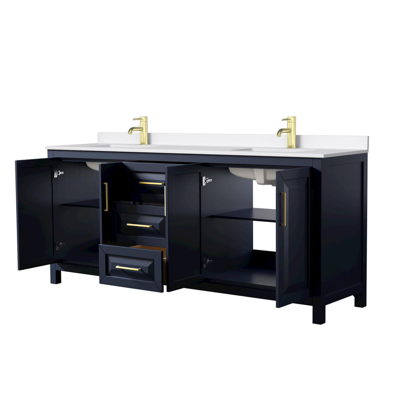 Daria 80'' W Vanity, Blue, Brushed Gold, Giotto Quartz