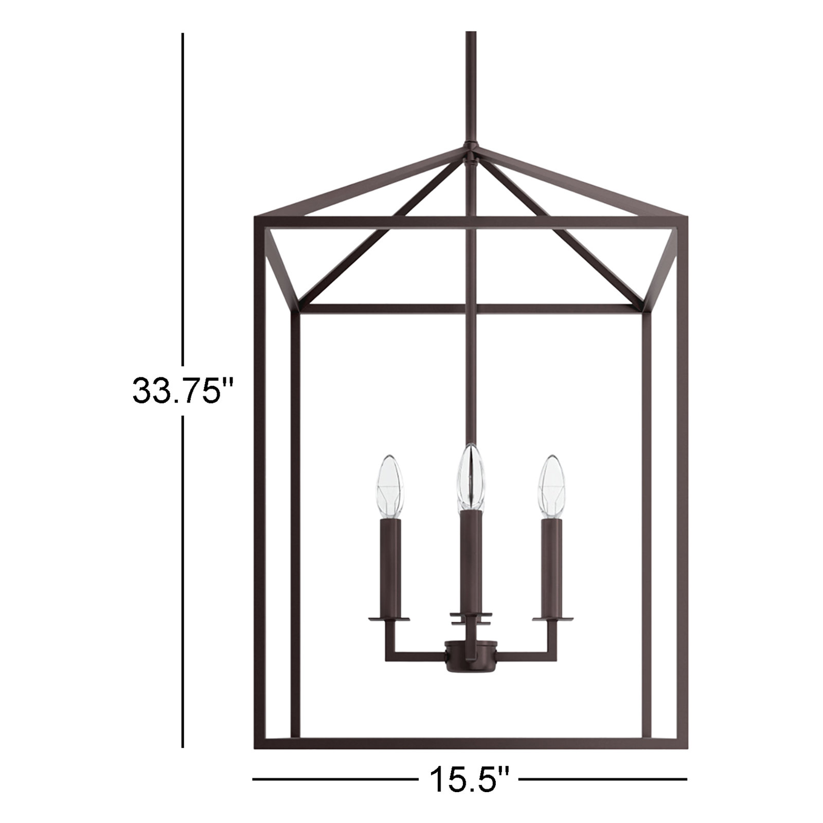 Ellis 4 - Light Dimmable Lantern Chandelier, 23.25" H x 15.5" W x 15.5" D, No, Bronze