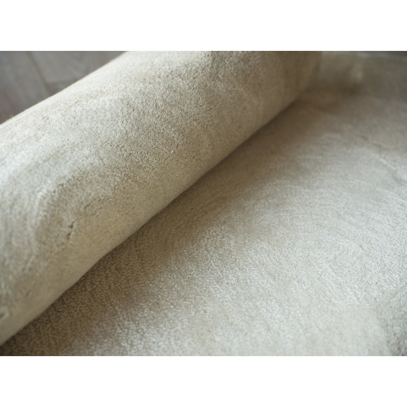 Mitomo Handmade Wool/Bamboo Silk Area Rug, Ivory Charcoal, Rectangle 8' x 10'