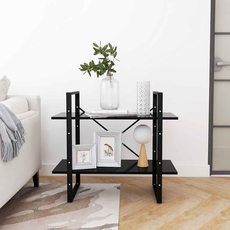 Bibliothèque Canne en bois d'ingénierie, Noir, noir, noir, noir, (2 tablettes) H 27,6 po x l 31,5 po x P 11,8 po