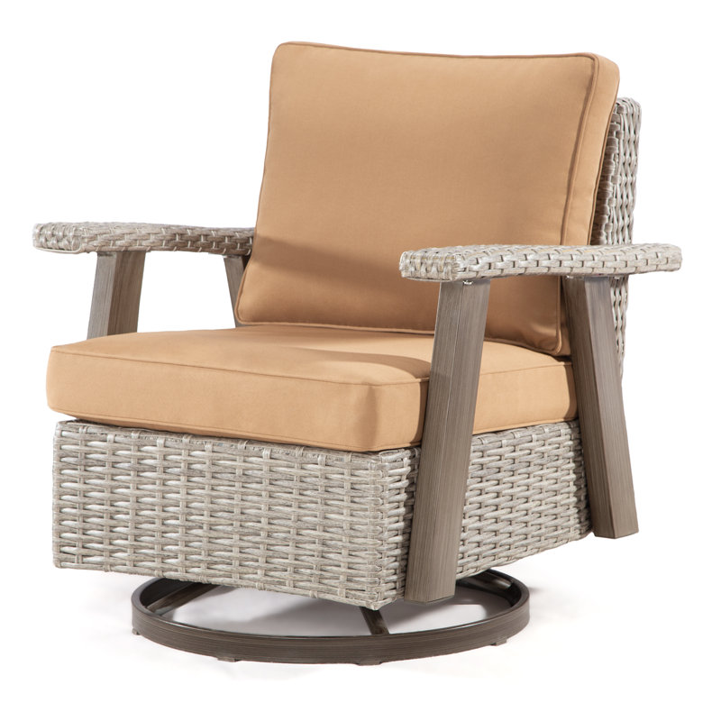 Chaise berçante pivotante avec coussin en oléfine Creal, Brun clair