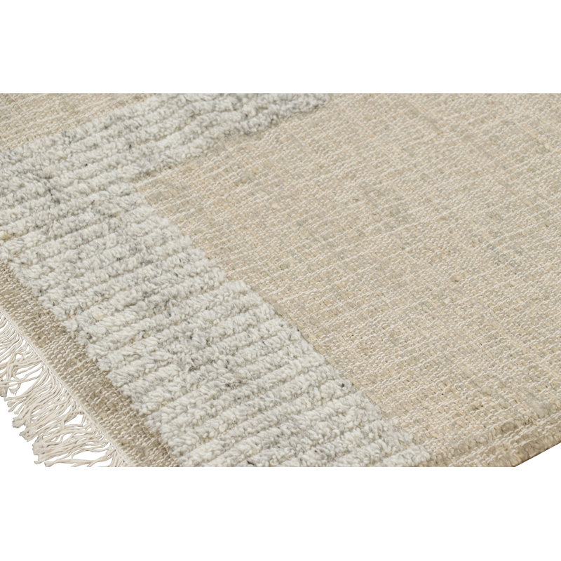 Rug & Kilim’S Flatweave Rug In Beige-Brown With Green & White Geometric Patterns, Rectangle 6' x 8'