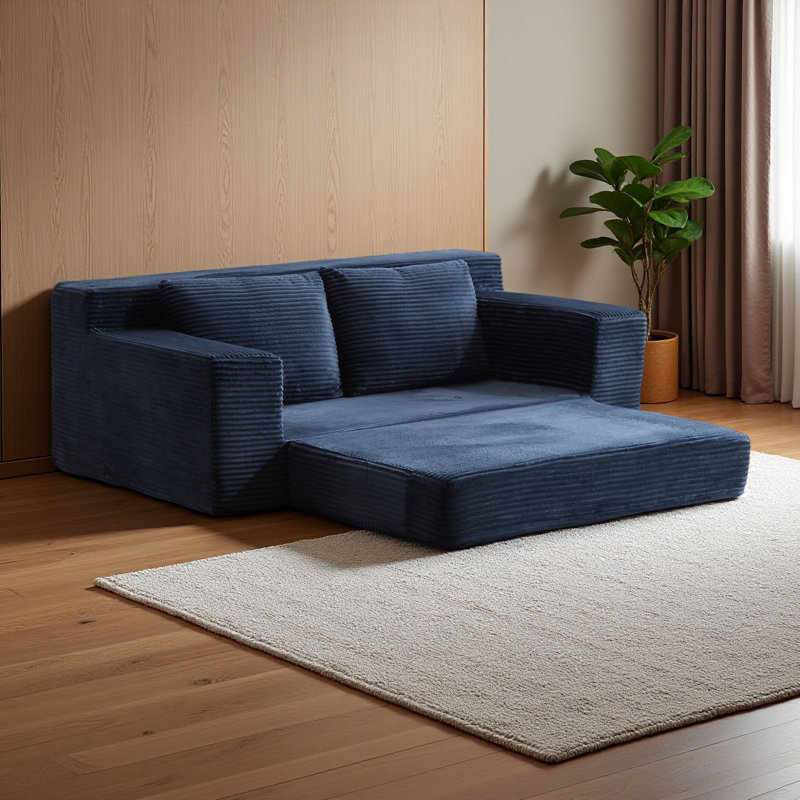 Canapé-lit, canapé-lit confortable à assise profonde, petit canapé en velours côtelé moderne pour la chambre à coucher du salon, coussin réversible avec coussins