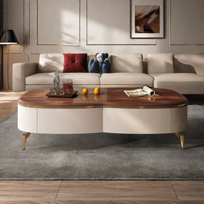Modern walnut solid wood coffee table