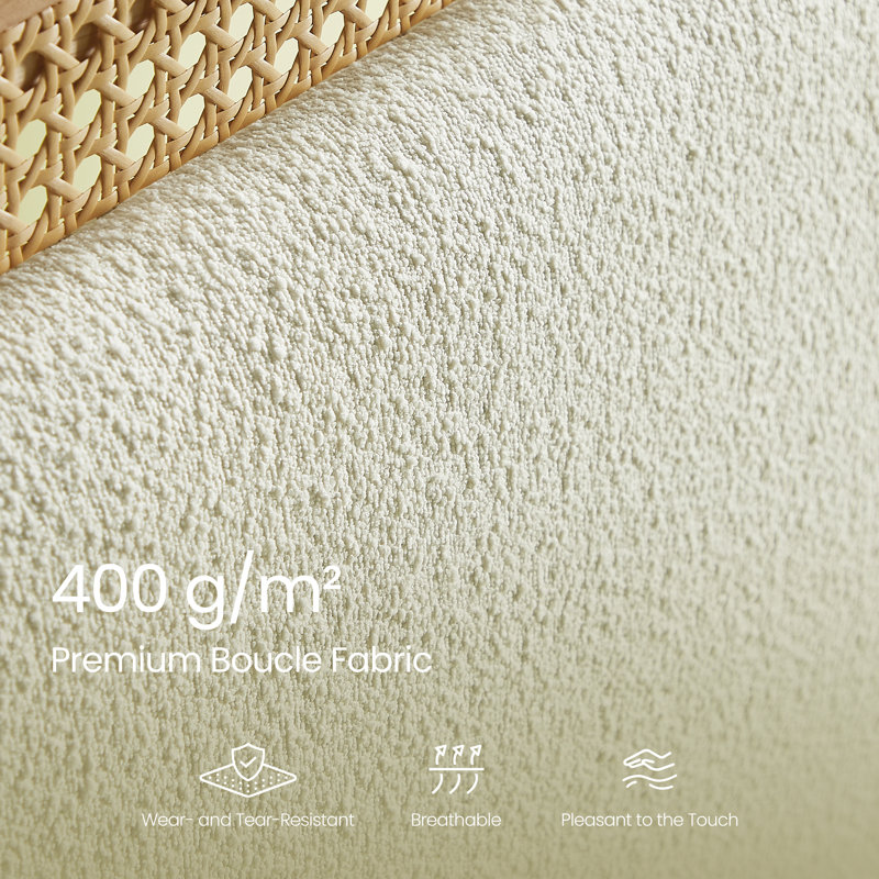 Delaylah Bed Frame, with Rattan-Like Adjustable Upholstered Headboard, Boho Style, Full