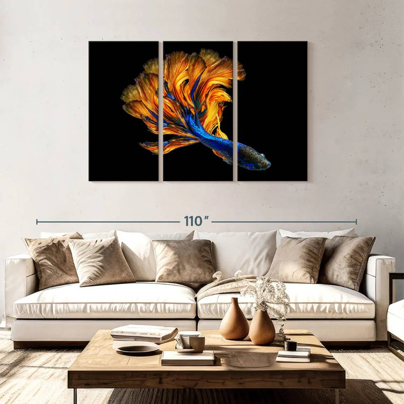 Brampt Yellow Tailed Blue Betta Fish, 48" H x 74" W