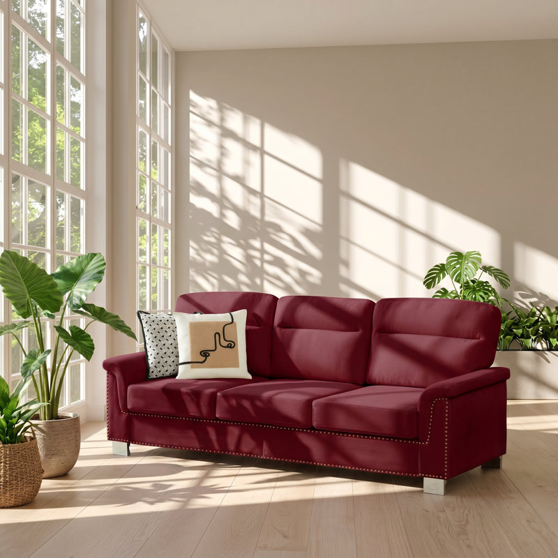 Canapé 3 places en velours Snowfleece l 82 po x P 29,5 po x H 35,4 po