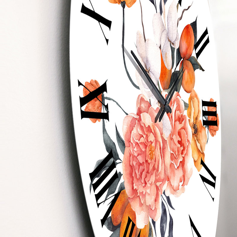 Bouquet avec citron, citron et tangerine I - Horloge murale traditionnelle, Grand