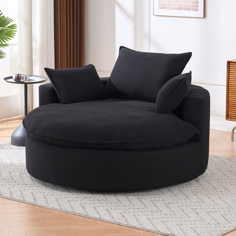 Fauteuil d'appoint moderne en velours côtelé, baril pivotant à 360 ° pour le salon